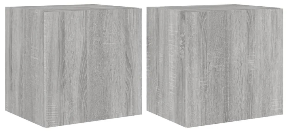 2 db szürke sonoma fali TV-szekrény LED-ekkel 40,5x35x40 cm