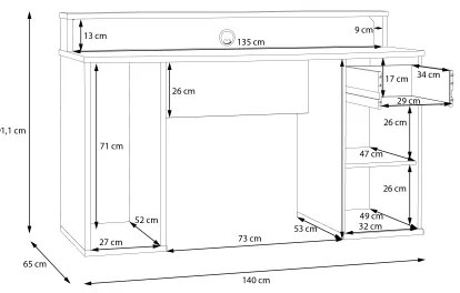 IVAR fehér íróasztal háttérvilágítással