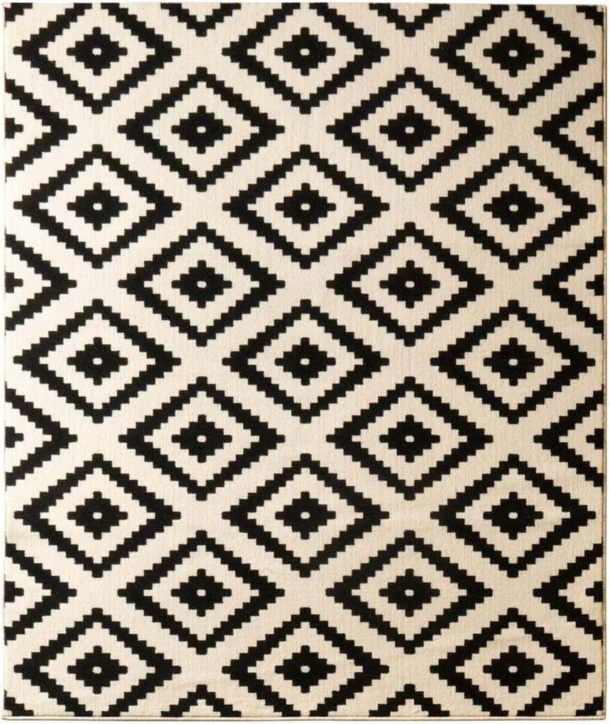 Modern szőnyeg nappaliba 120x170cm, krémfekete, puha szőrrel