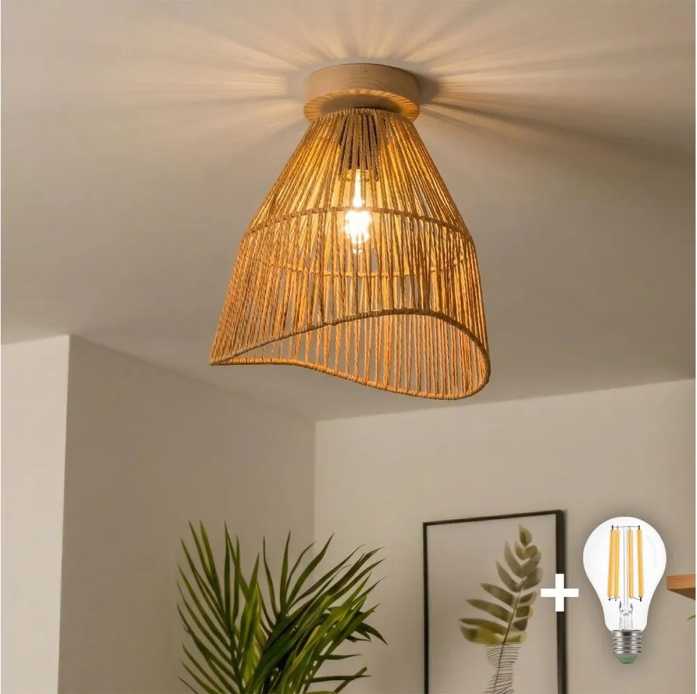 BRILAGI - CERIA BOHO LED felületre szerelhető csillár 1xE27/40W/230V, átmérő 30 cm, barna/tölgy