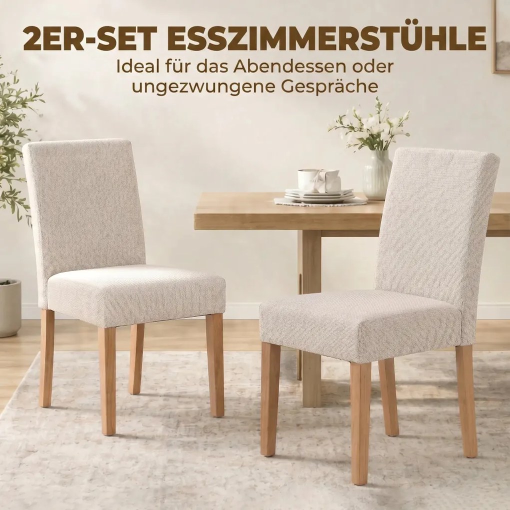 HOMCOM étkezőszékek 2 darabos szettben, modern vászonkárpitozású székek párnázott ülőfelülettel és háttámlával