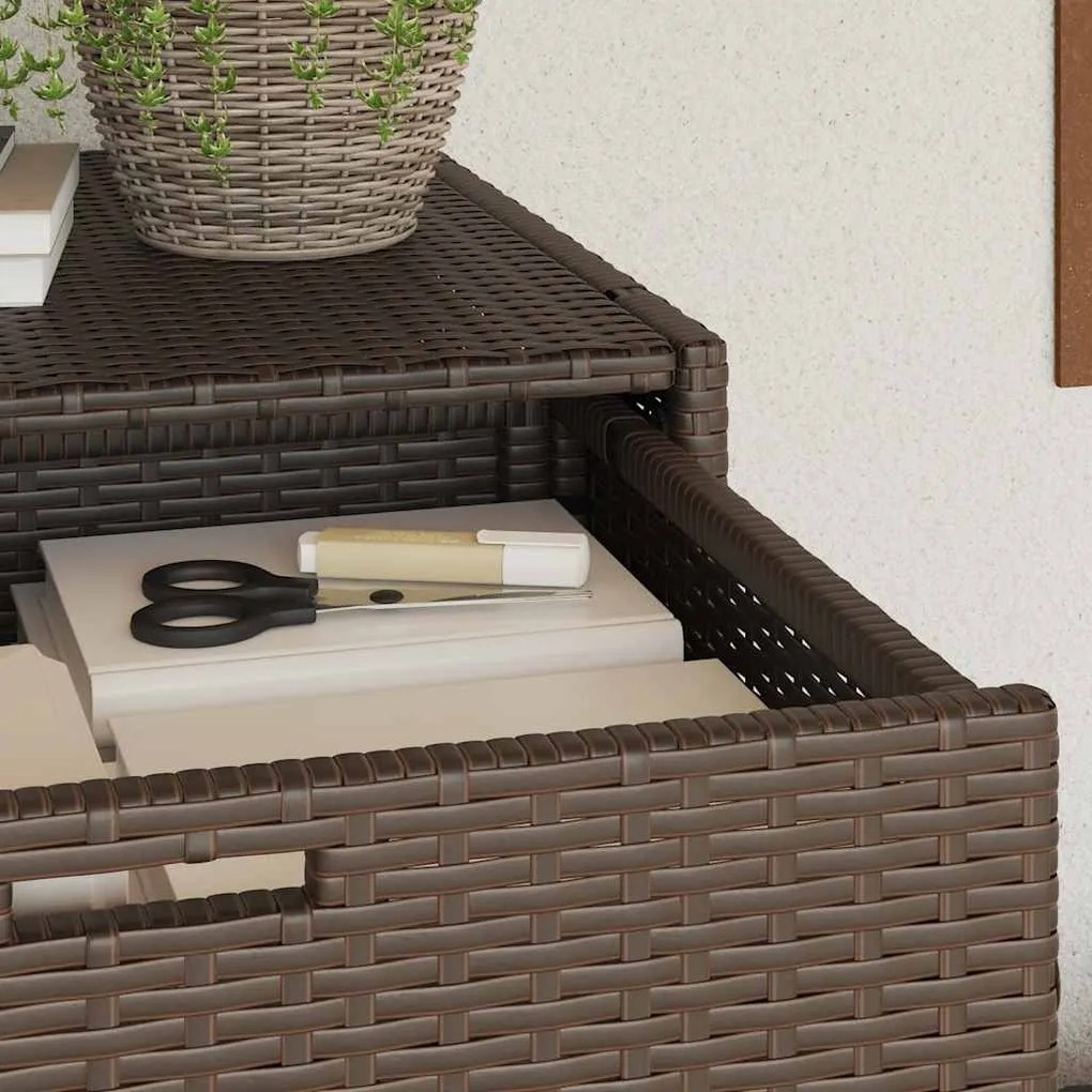 vidaXL barna polyrattan kerti tárolószekrény 55 x 55 x 111 cm