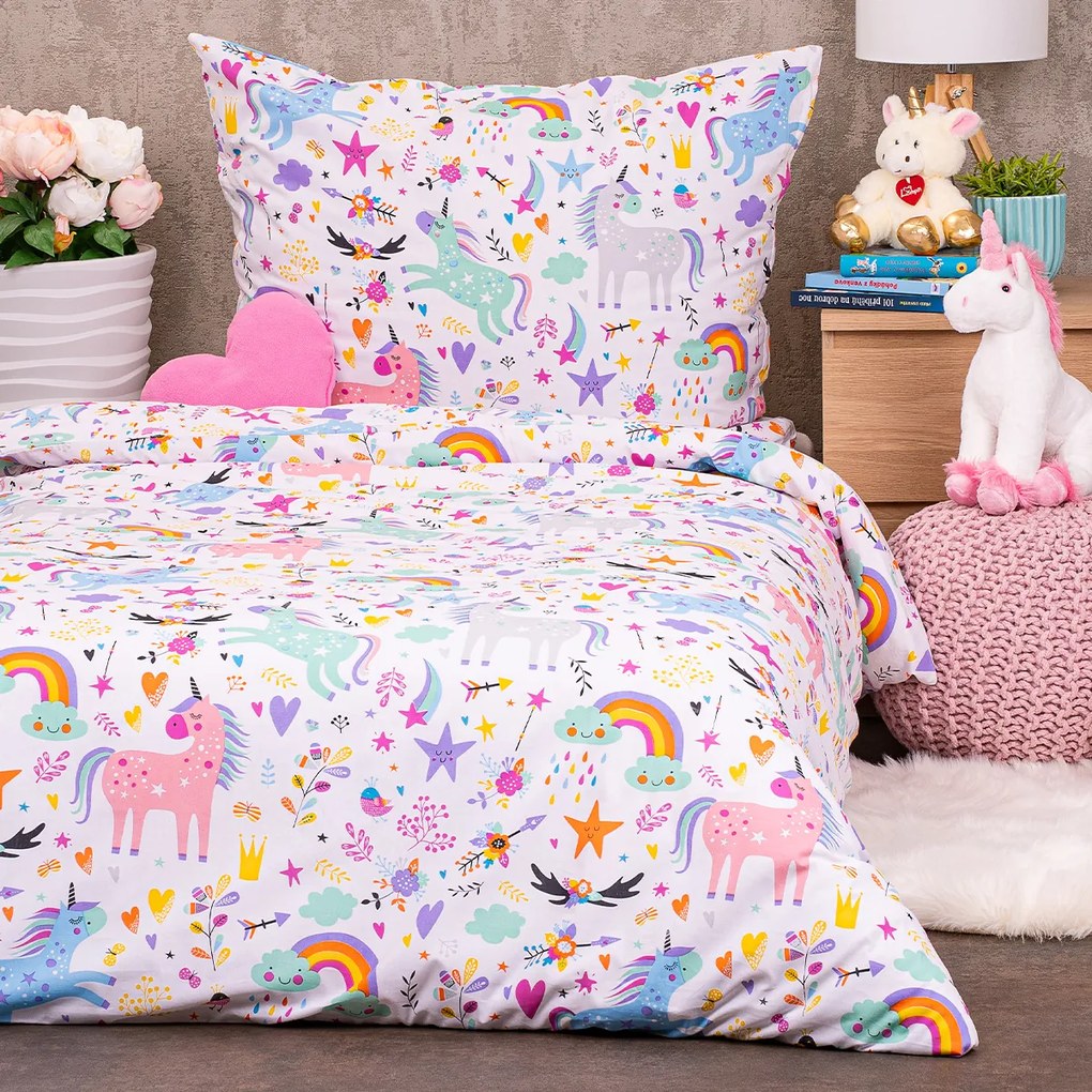 4Home Unicorns gyermek pamut ágynemő, 160 x 200cm, 70 x 80 cm, 160 x 200 cm, 70 x 80 cm