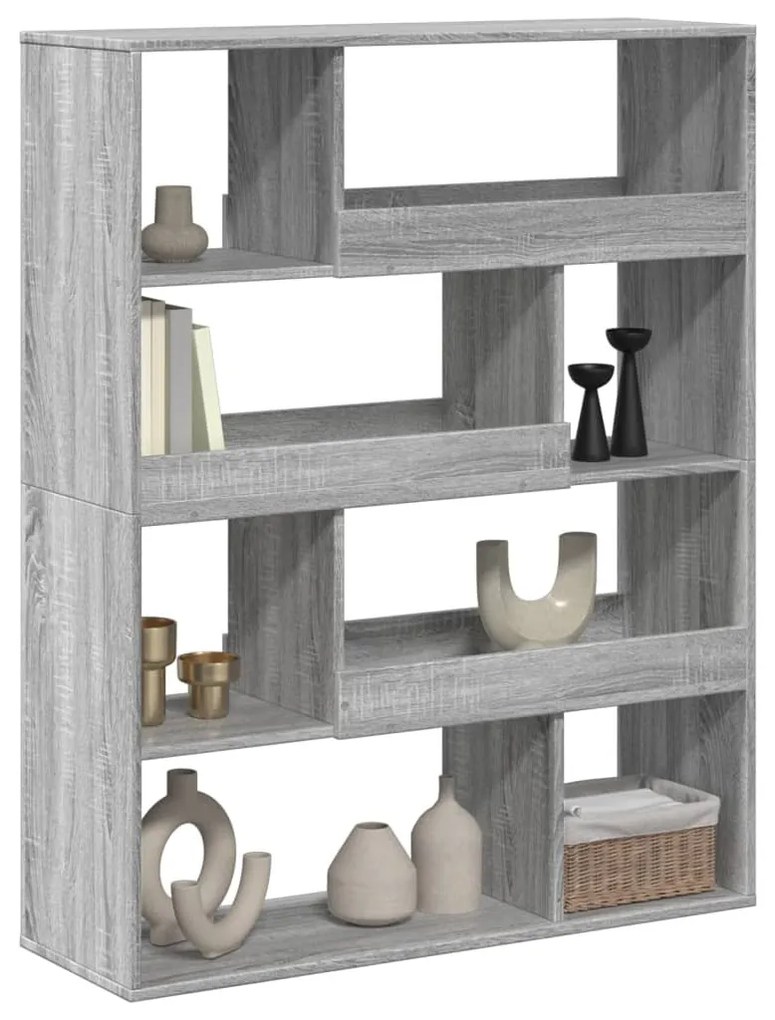 szürke sonoma színű szerelt fa könyvespolc 100 x 33 x 125,5 cm