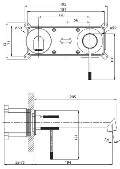 Cersanit S951-597 - Mosdócsap rejtett beépítéshez ZEN fekete