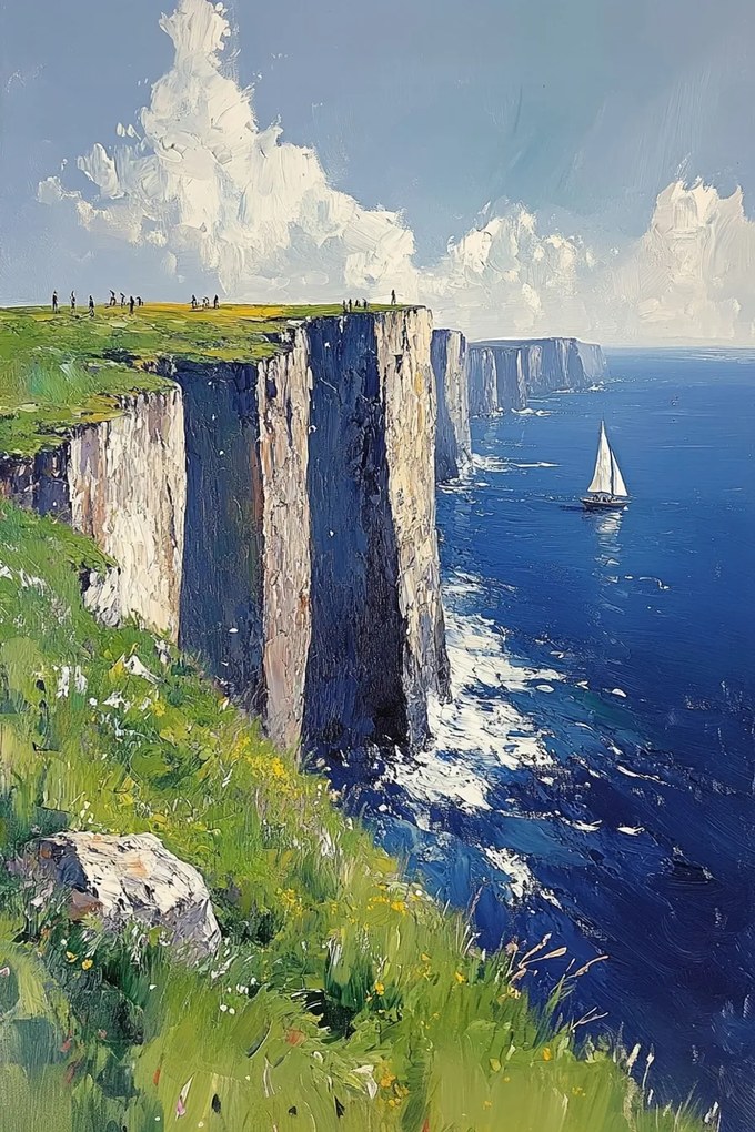 Vászonkép Canvas Tájkép Sziklák Tenger Óceán Vitorlás 80x120