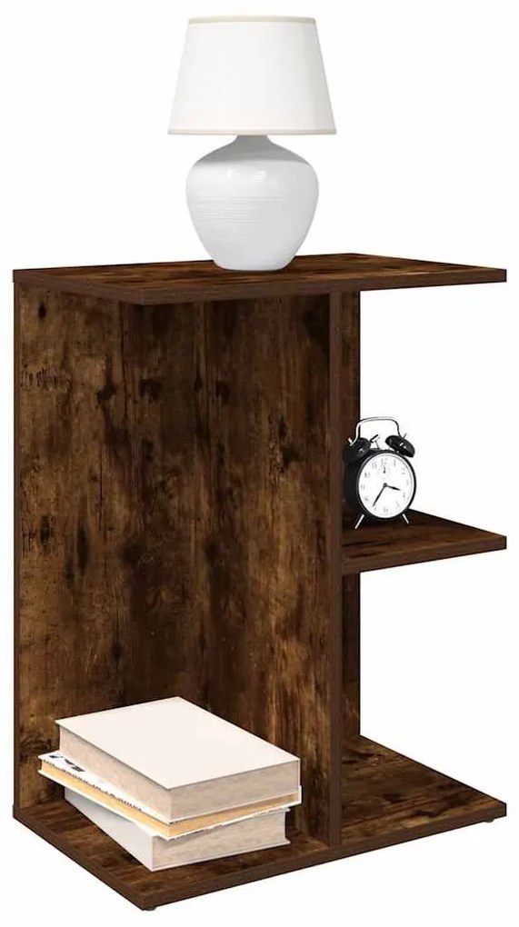 2 db füstös tölgy színű szerelt fa éjjeliszekrény 46,5x29x61 cm