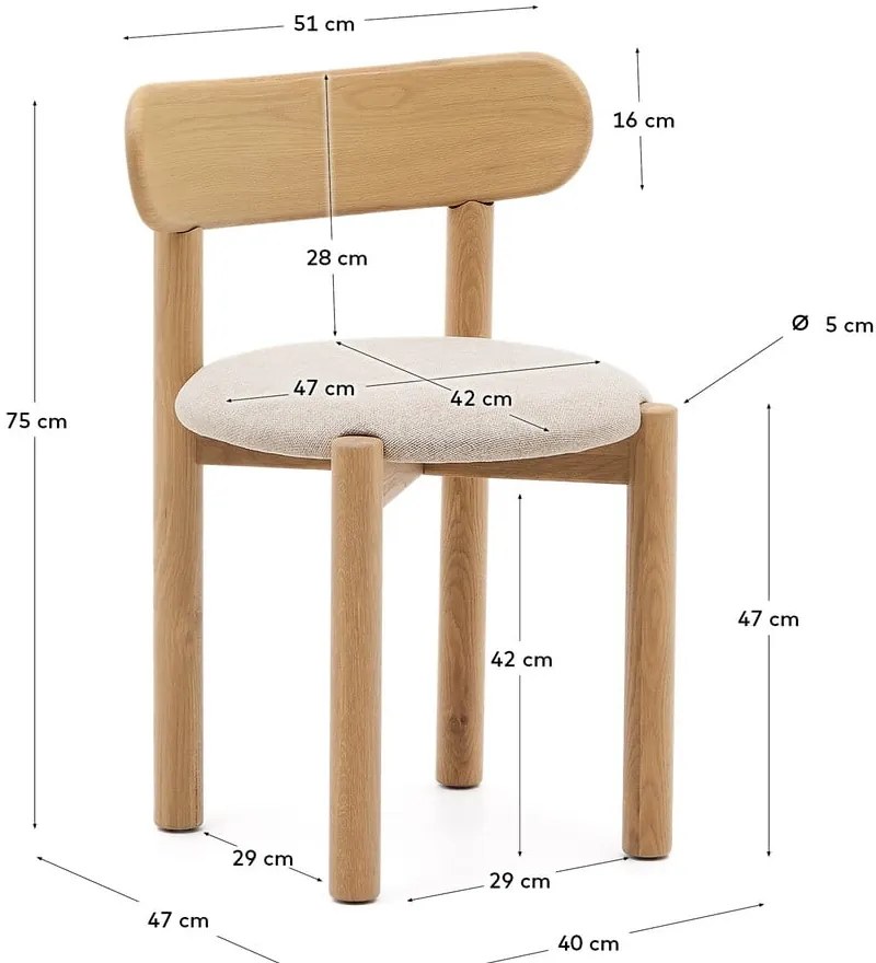 Fekete tölgyfa étkezőszék szett 2 db-os Nebai – Kave Home