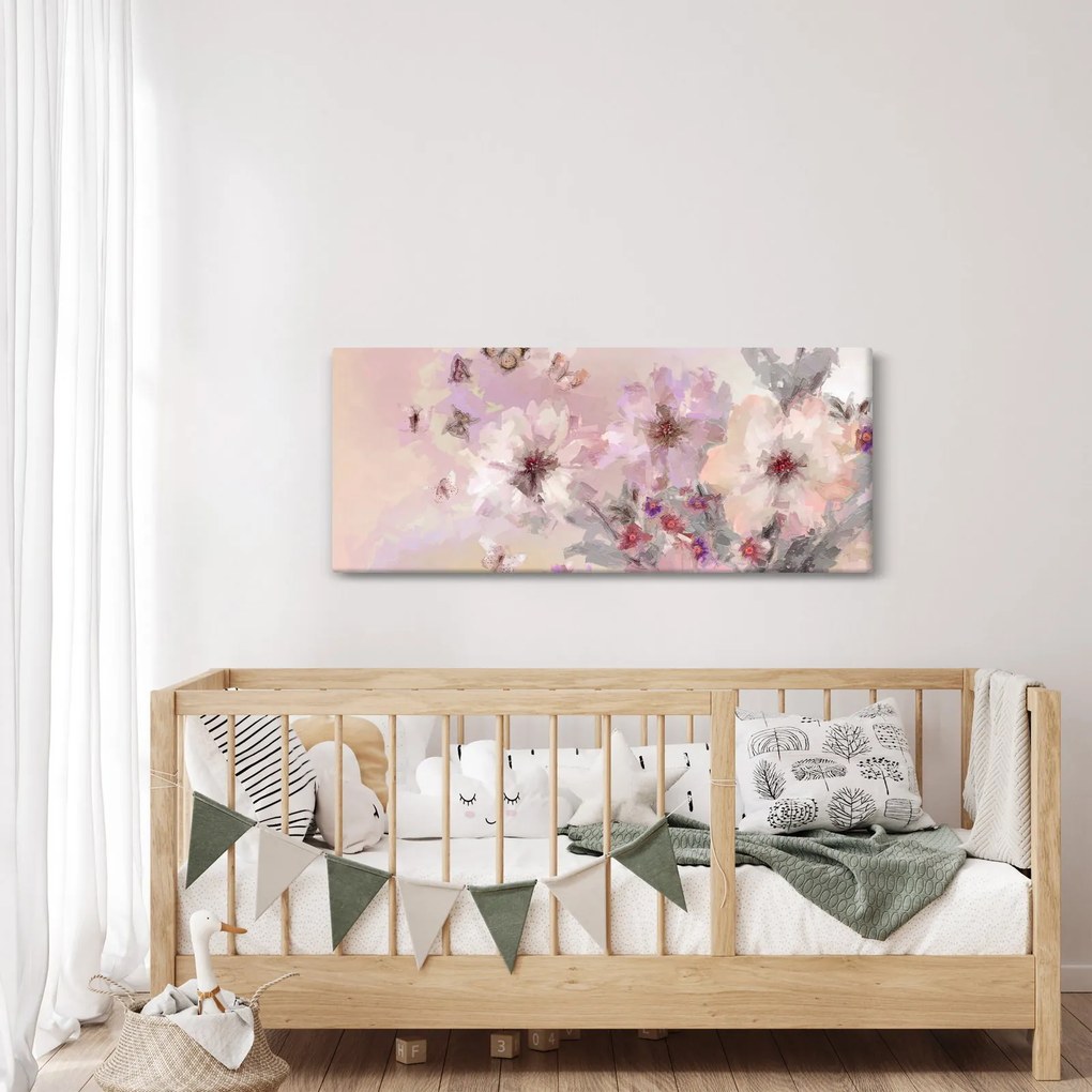 Kép - Művészeti kollázs pillangókkal (120x50 cm)