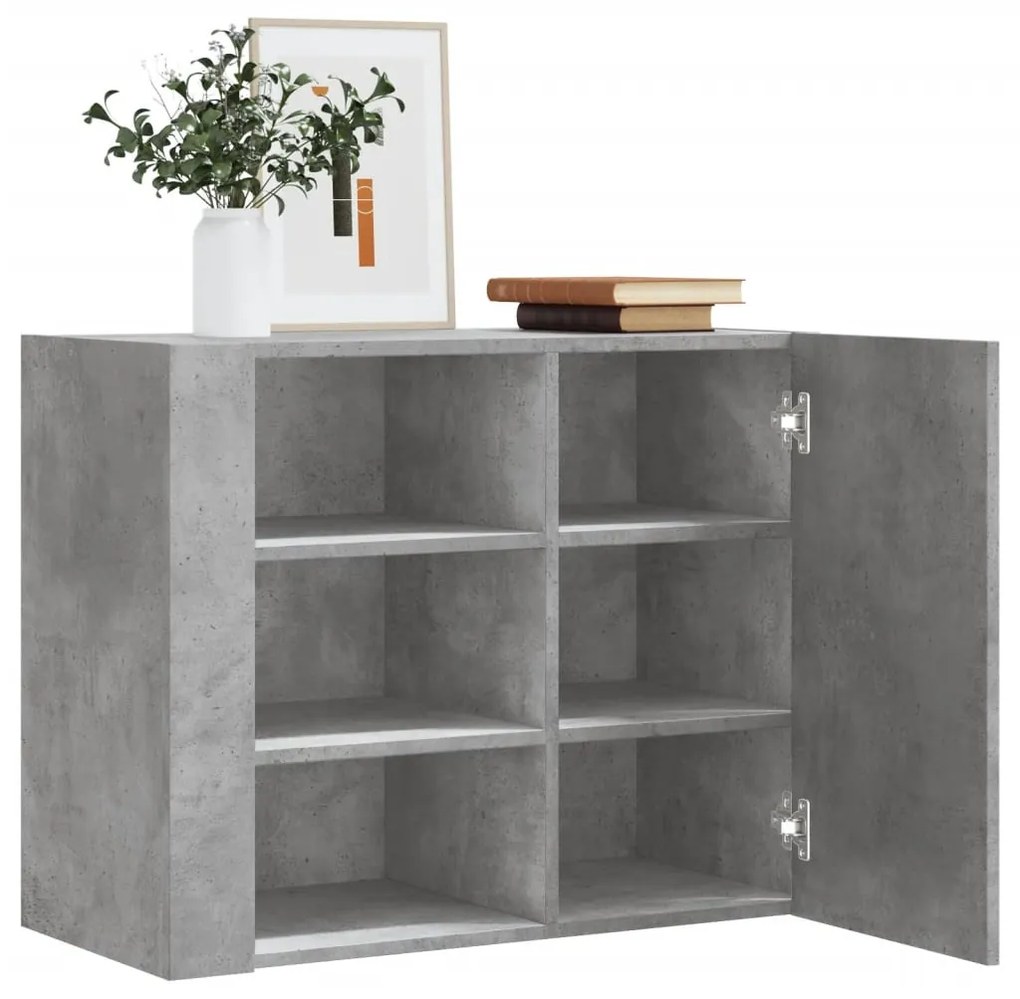 betonszürke szerelt fa faliszekrény 75 x 35 x 60 cm