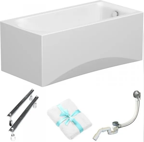 City by Cersanit téglalap alakú kád 150x75 fehér burkolat szifon lábak törölköző