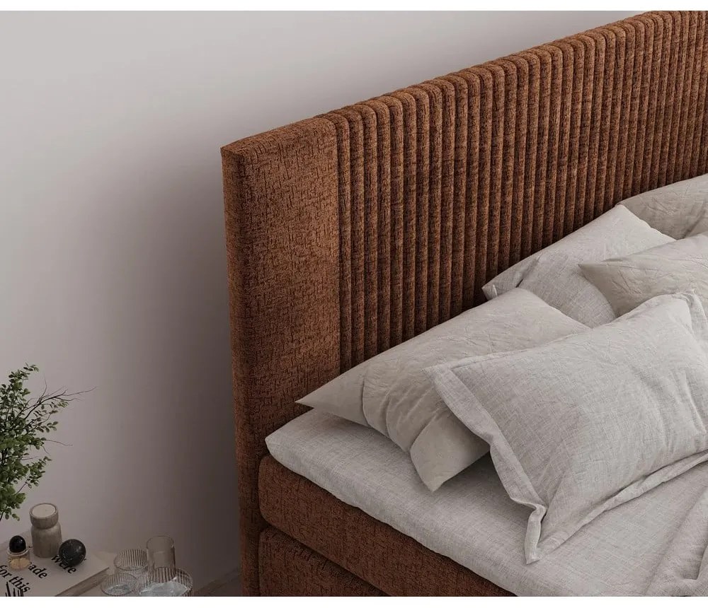 Narancssárga ágyneműtartós boxspring ágy 160x200 cm Bergamo – Maison de Rêve