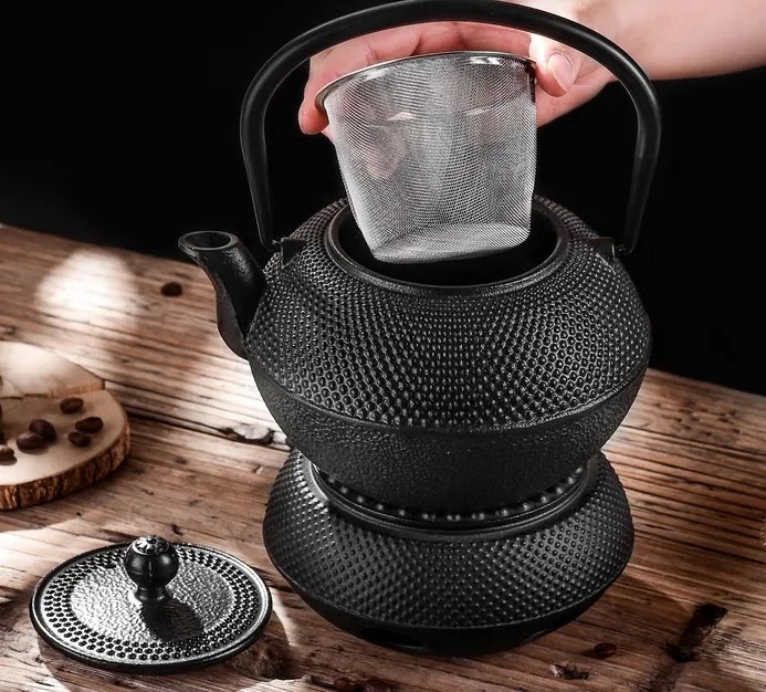 Öntöttvas Kancsó 1,2 L Teáskanna Fűszernövények Öntöttvas Melegítő