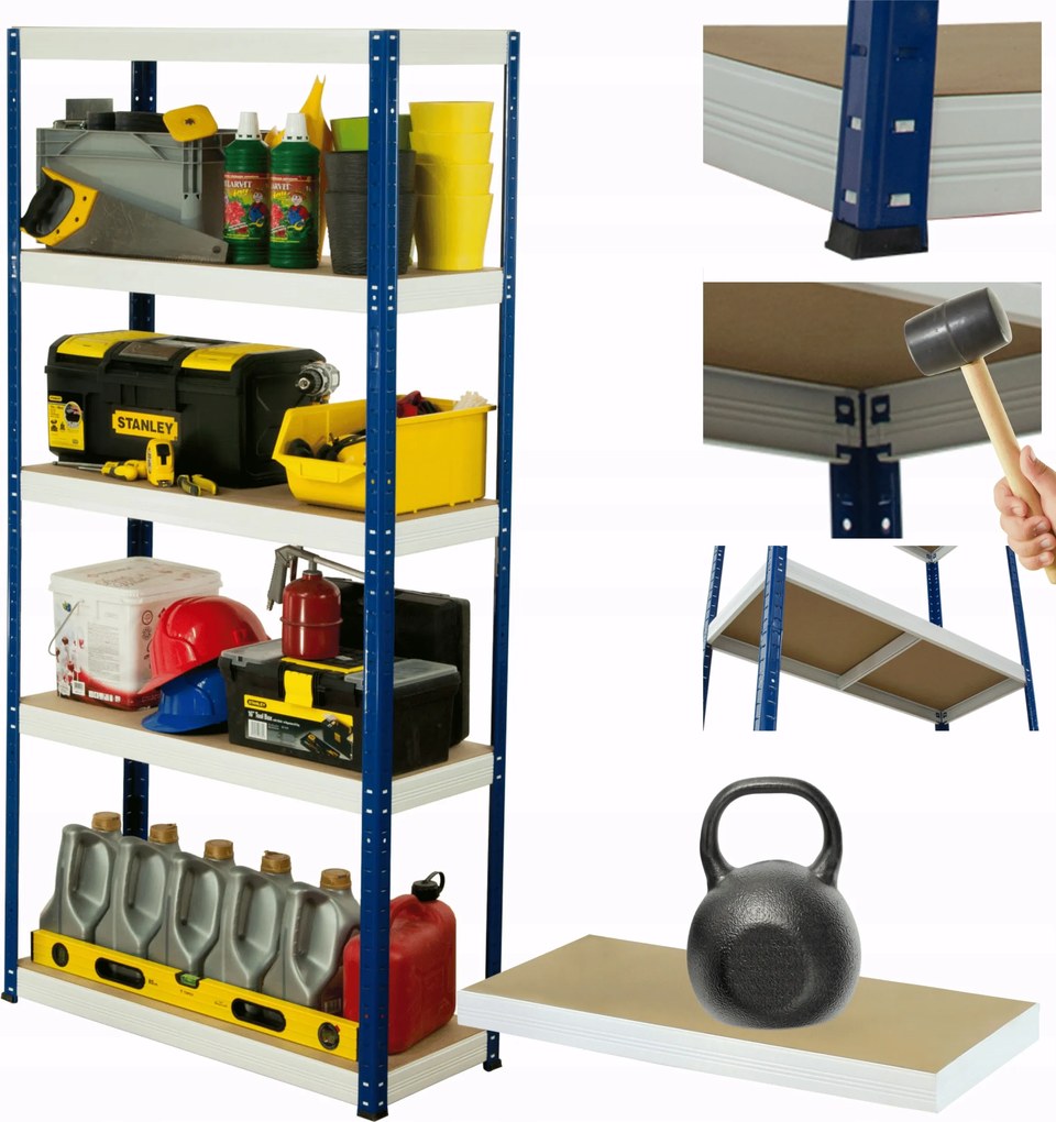 Fém tároló állvány Helios 213x90x60cm 5Px175kg Tömör