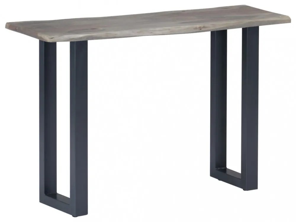 szürke tömör akácfa és fém tálalóasztal 115 x 35 x 76 cm