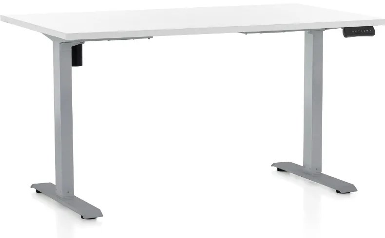 Állítható magasságú asztal OfficeTech B, 140 x 80 cm, szürke alap, fehér
