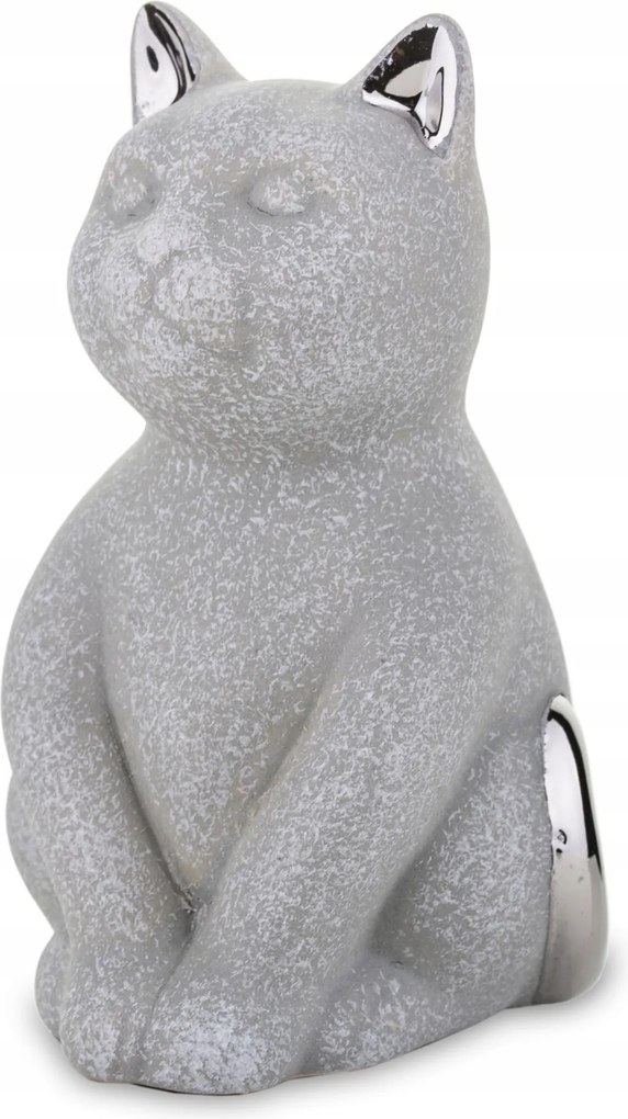 Macska figura szürke ezüst cica lakberendezés