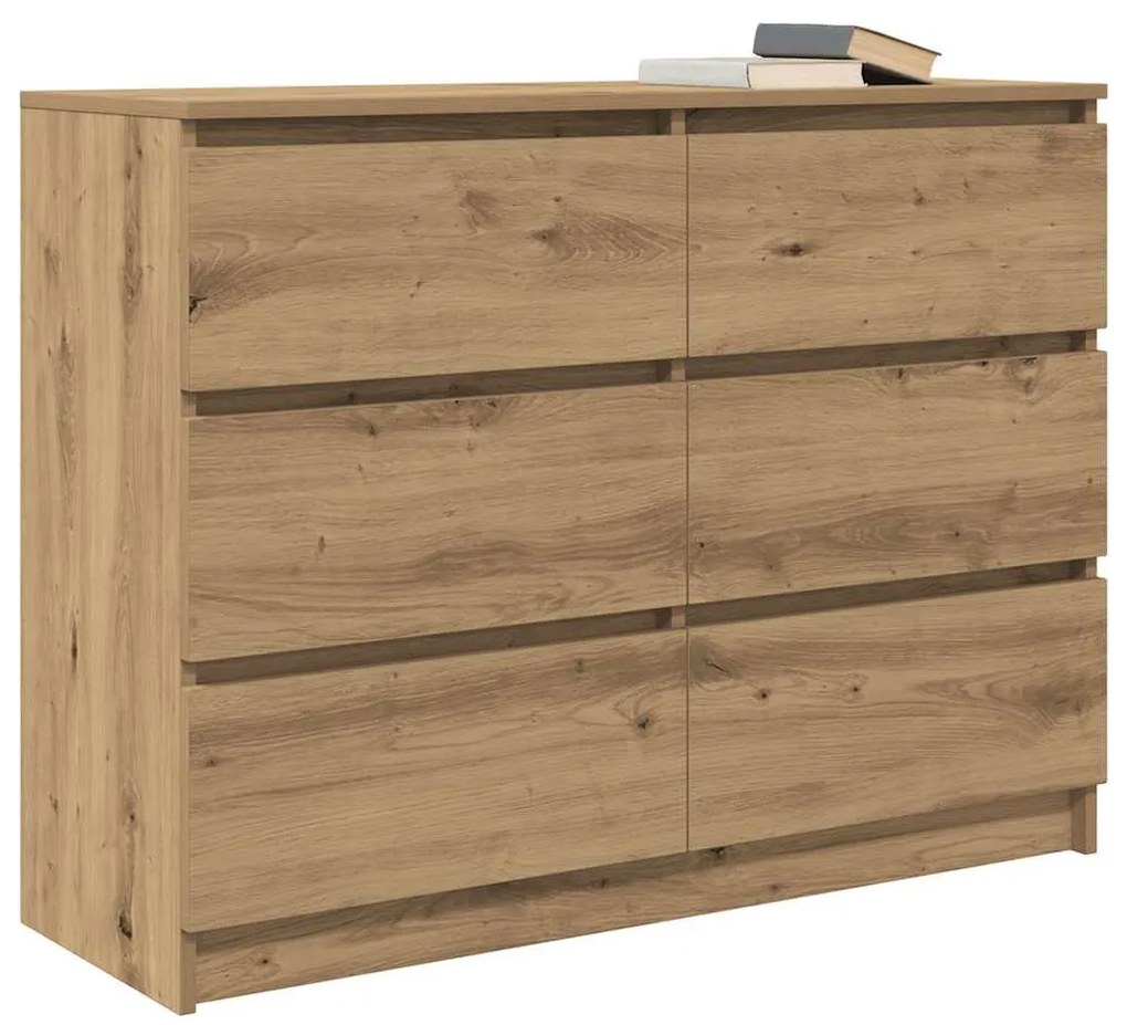 Kézműves tölgy színű szerelt fa tálalószekrény 100x35x76 cm