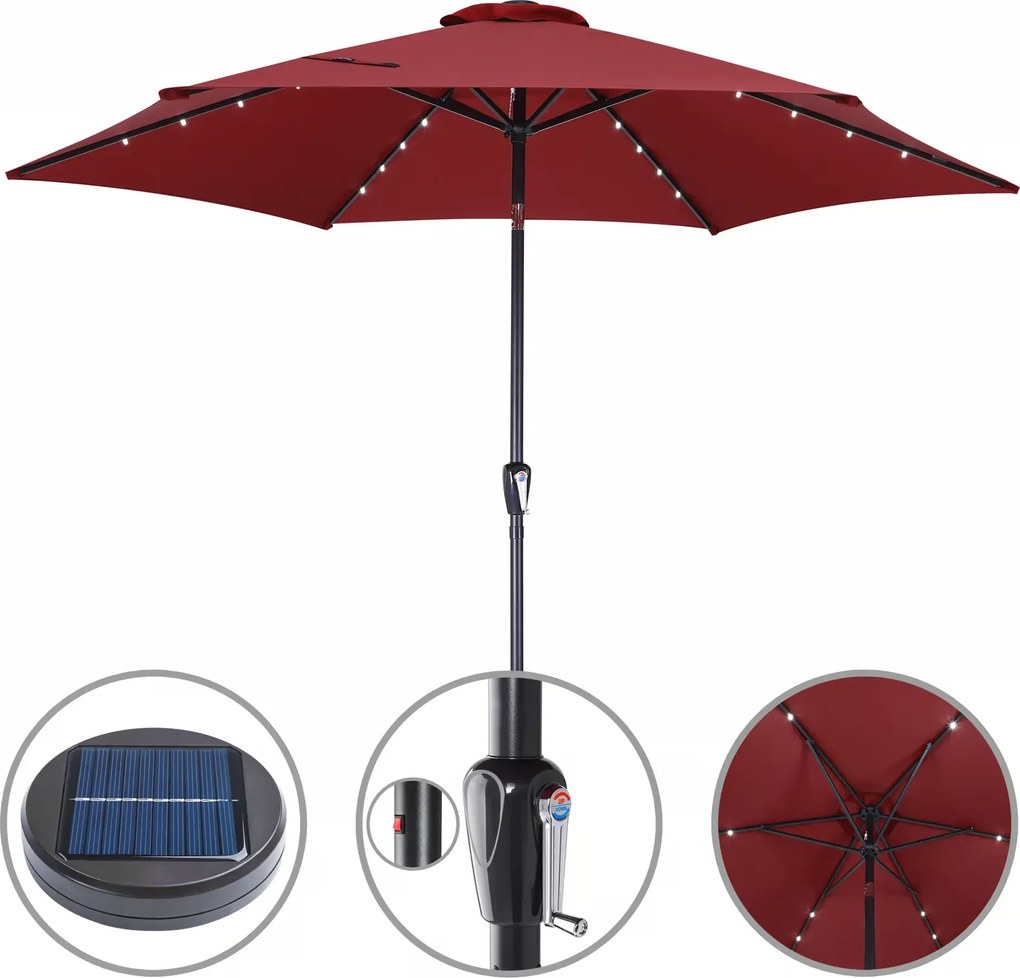 Deuba LED napernyő Miami Ø270 cm - piros