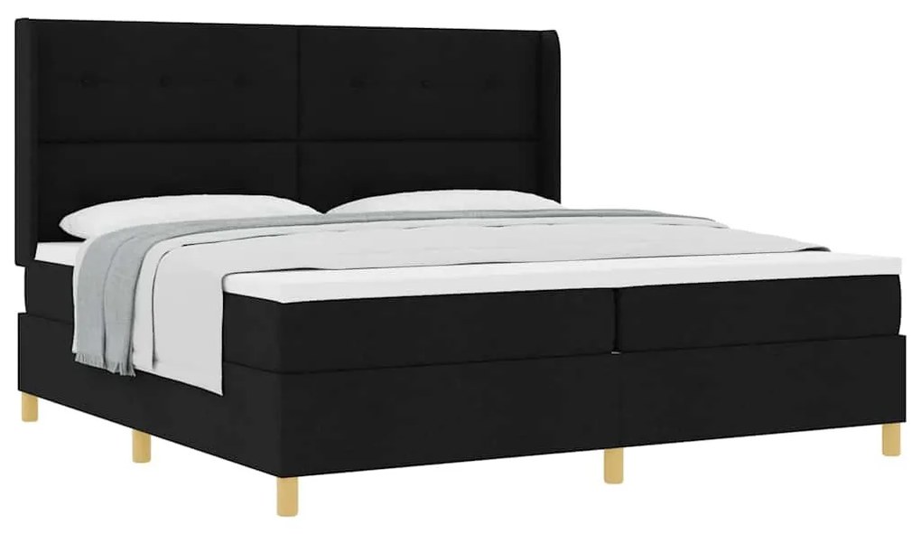 Box Spring ágy matracmal fejtámlával Fekete 200 x 200 cm szövet