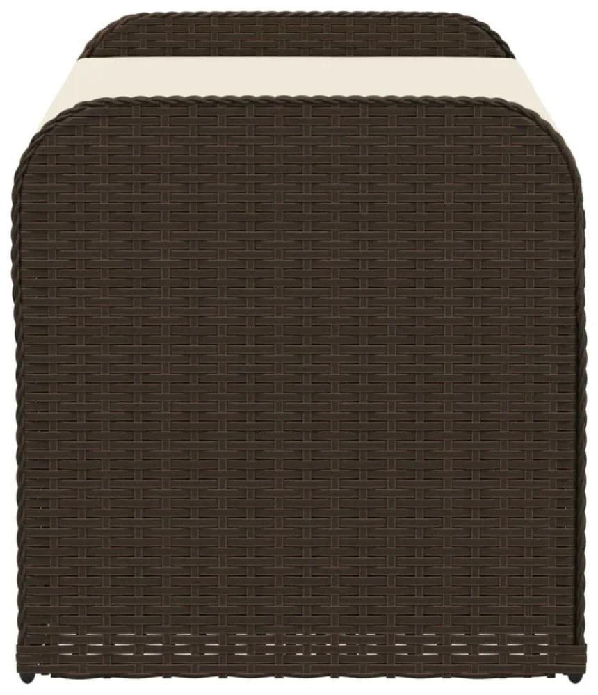 barna polyrattan tárolópad párnával 115 x 51 x 52 cm