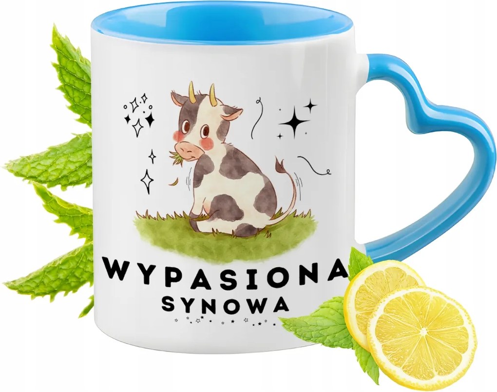 Menyemnek Kék Bögre Szív Alakú Füllel Kávé Ajándék