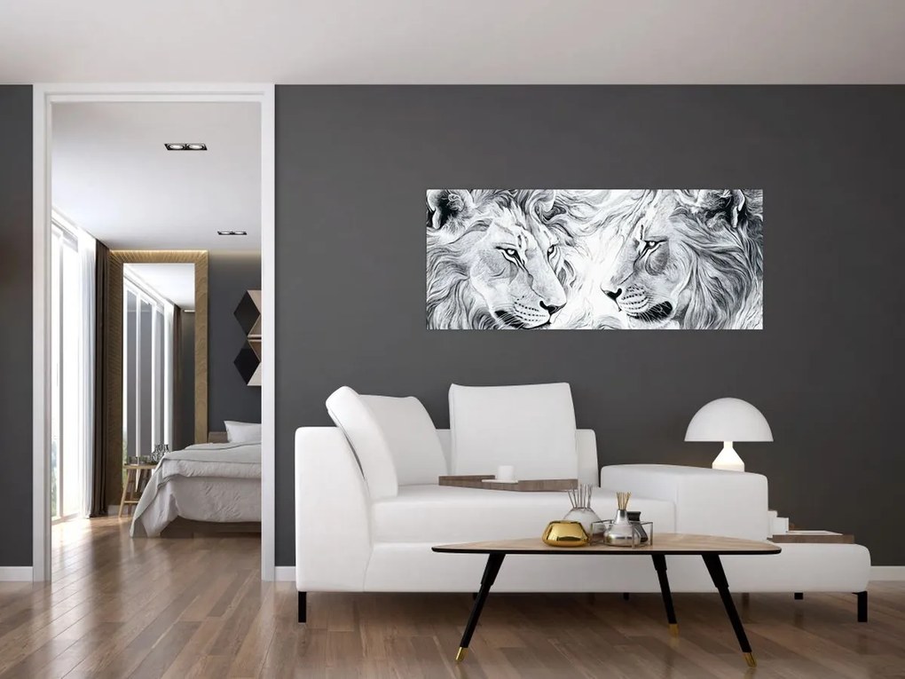 Kép - Rajzolt oroszlánfejek (120x50 cm)