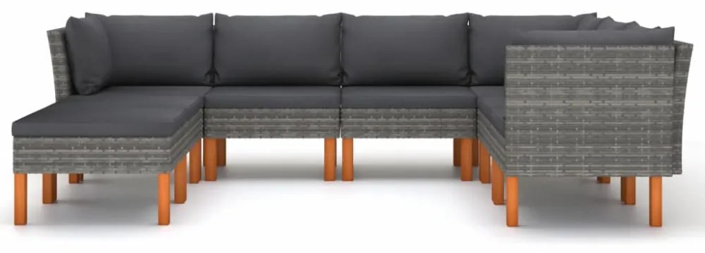 8 részes szürke polyrattan kerti ülőgarnitúra párnákkal