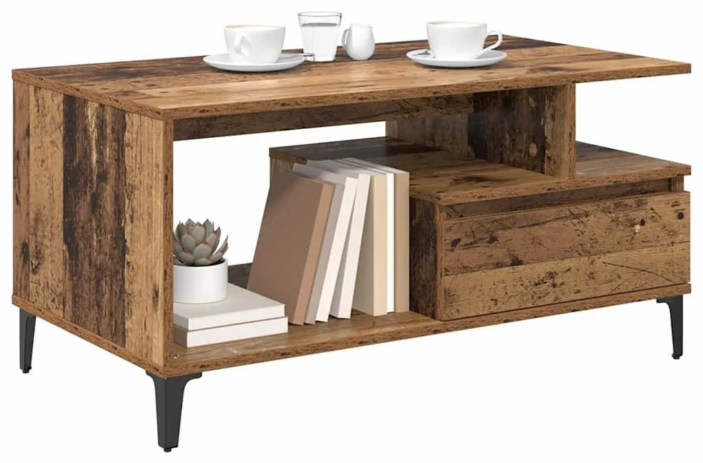 Dohányzóasztal with Drawer Régi fa 90 x 49 x 45 cm Faanyag