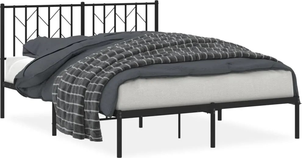 vidaXL fekete fém ágykeret fejtámlával 140 x 190 cm