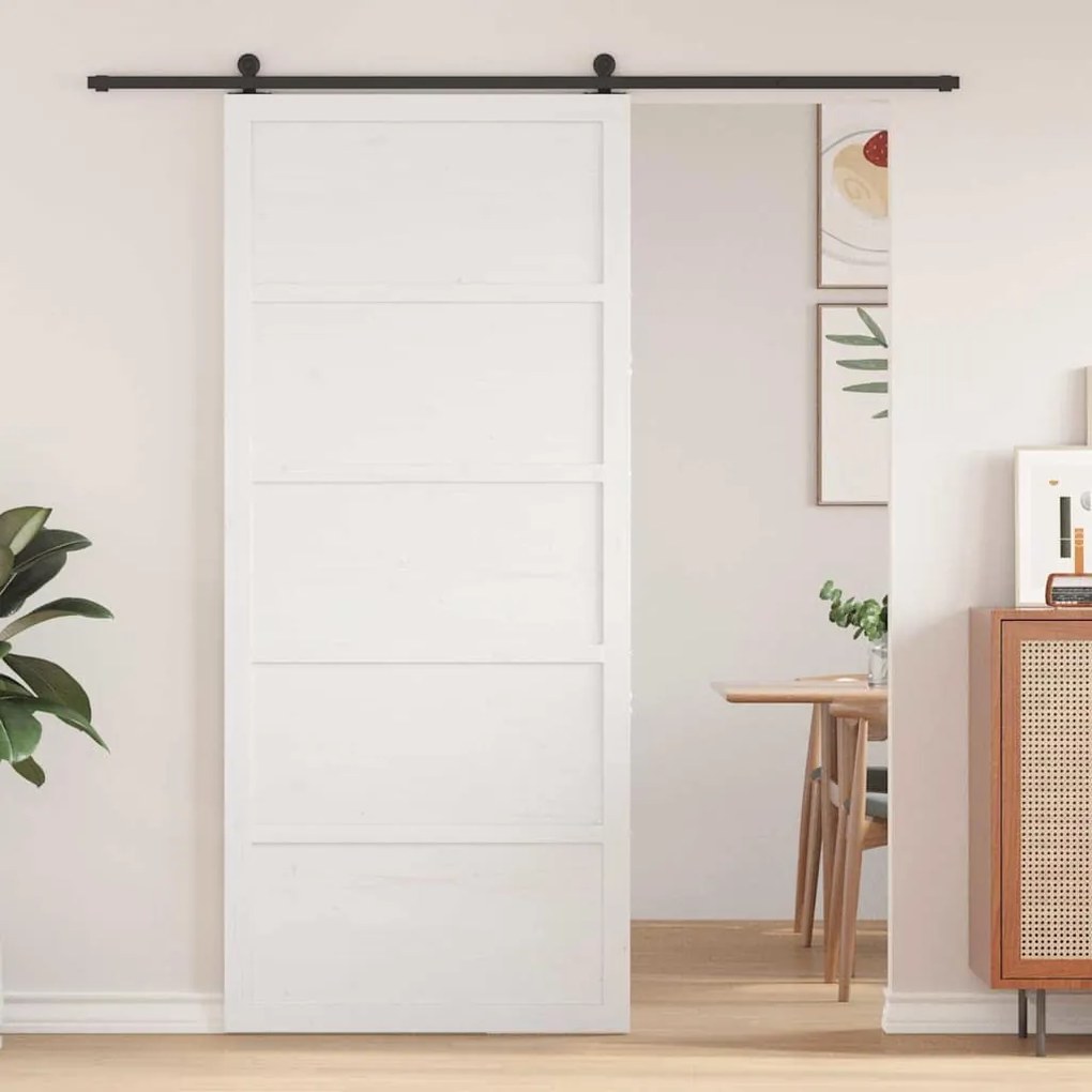 Pajtaajtó Fehér 100 x 208 cm Tömör fenyőfa