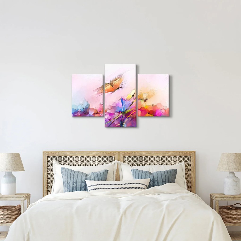 Kép - pillangó a virág felett, absztrakció (90x60 cm)