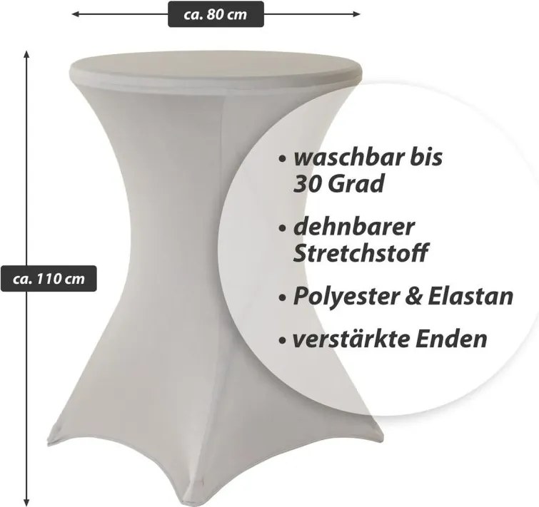 Huzat magas asztalhoz rugalmas 80 x 80 x 110 cm szürke
