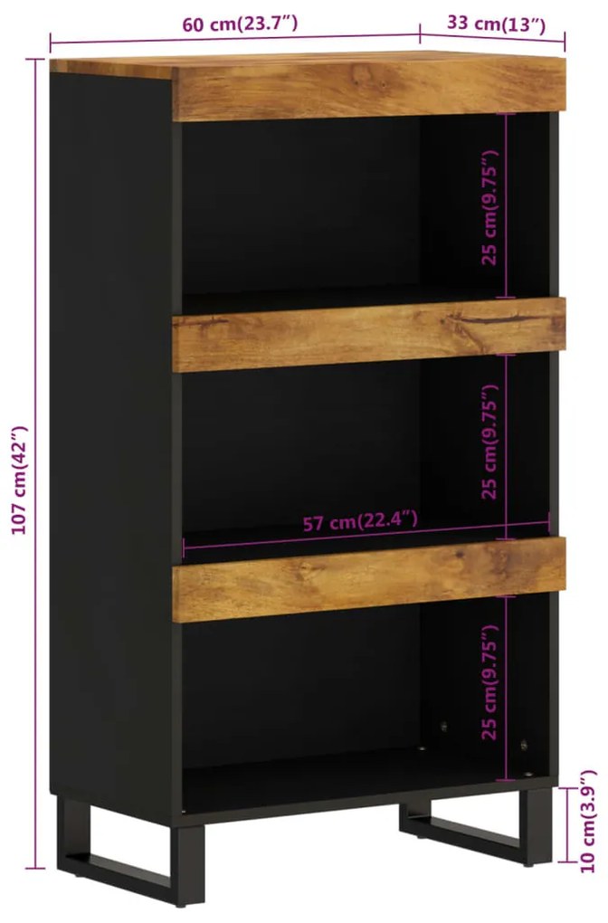 vidaXL tömör mangófa tálalószekrény 60 x 33 x 107 cm