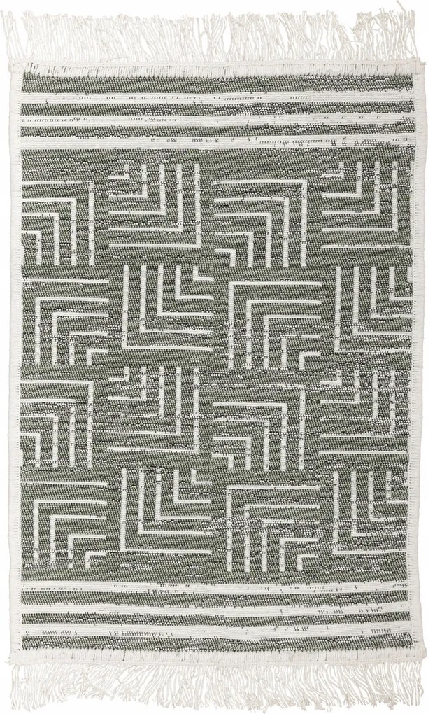 Kétoldalas Puha Szőnyeg Rojtokkal Zöld Krém Etno Orient 40x70cm