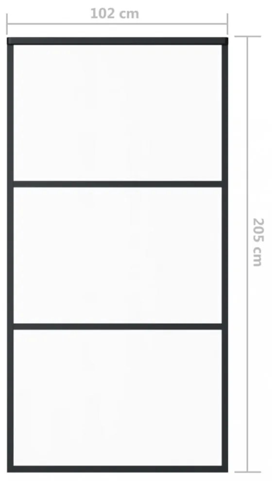 fekete ESG üveg és alumínium tolóajtó 102 x 205 cm