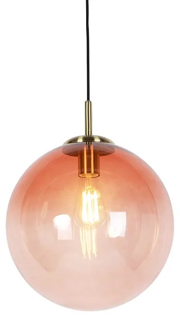 Art Deco lógólámpa sárgarézzel és rózsaszín üveggel 33 cm - Pallon