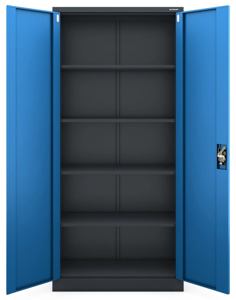 Fém iratszekrény JAN H, 900 x 1950 x 400 mm, antracit-kék