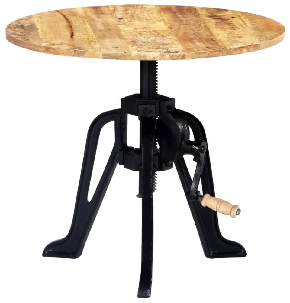 tömör mangófa és öntöttvas kisasztal 60 x (46-63) cm