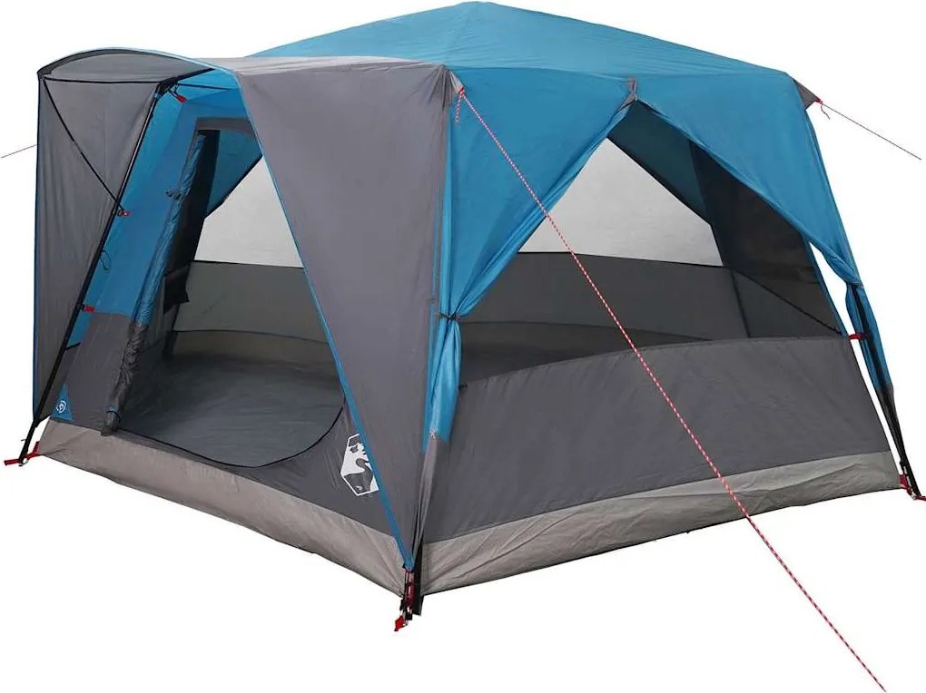 vidaXL Cabin Tent 7-Person tetővel tárolóval Kék 400 x 350 x 212 cm