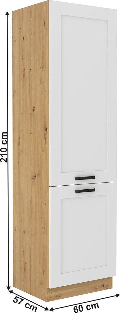 Szekrény beépített hűtőhöz, artisan tölgy/fehér, LULA 60 LO-210 2F