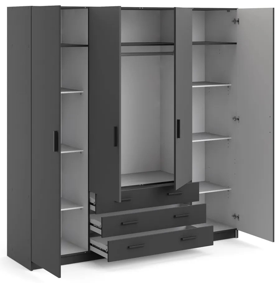 Sötétszürke ruhásszekrény 196x200 cm Sprint – Tvilum