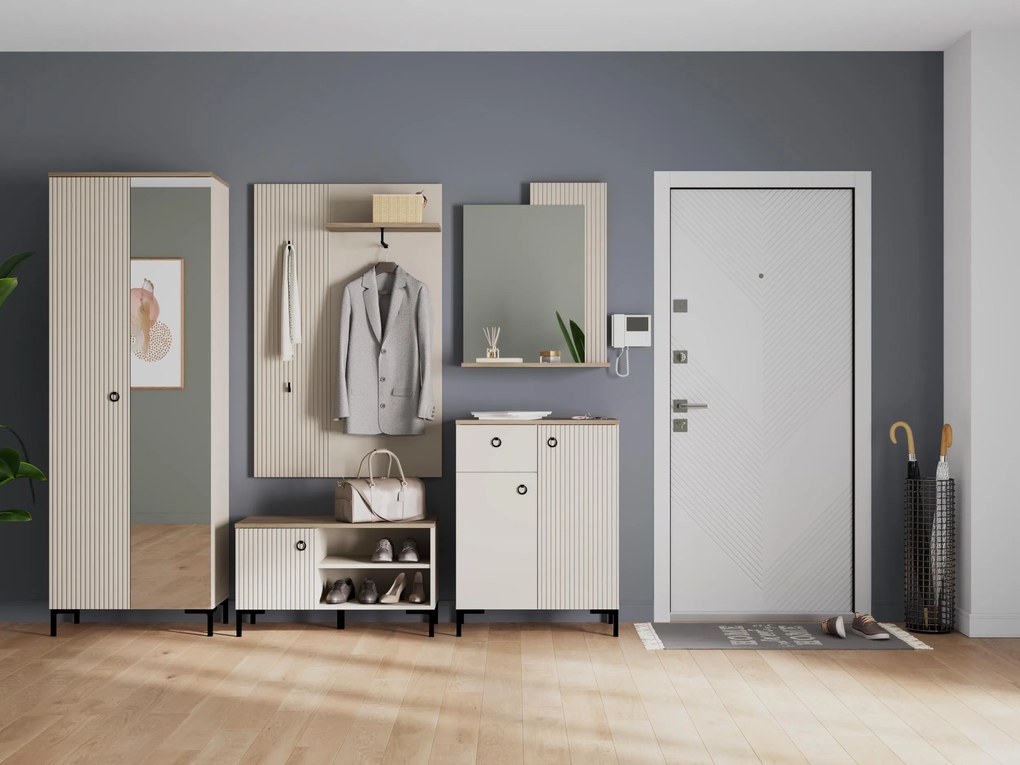 Cipőtároló (cipősszekrény) Demandaron (taupe + silverjack tölgy) . 1116806