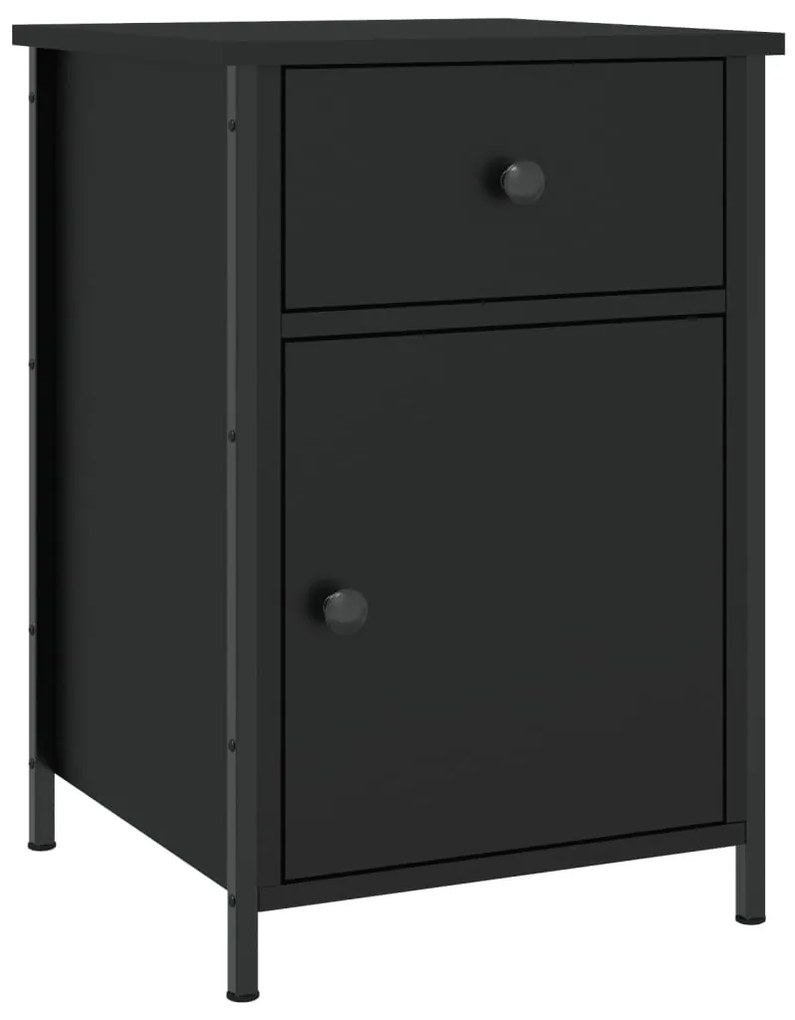 2 db fekete szerelt fa éjjeliszekrény 40 x 42 x 60 cm