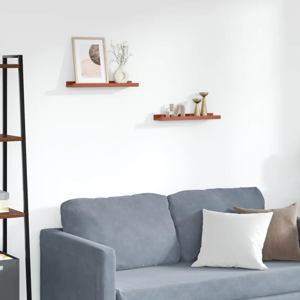 Falpolc polcokkal tárolóval 2 pcs Piros 40 x 9 x 3 cm Faanyag