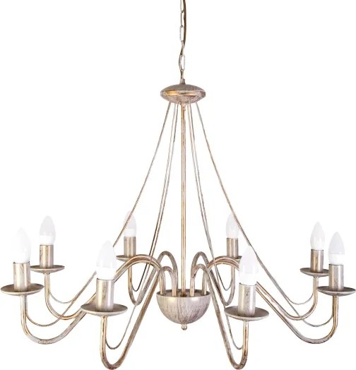MALBO láncos csillár 8xE14/10W/230V fehér/arany/patina