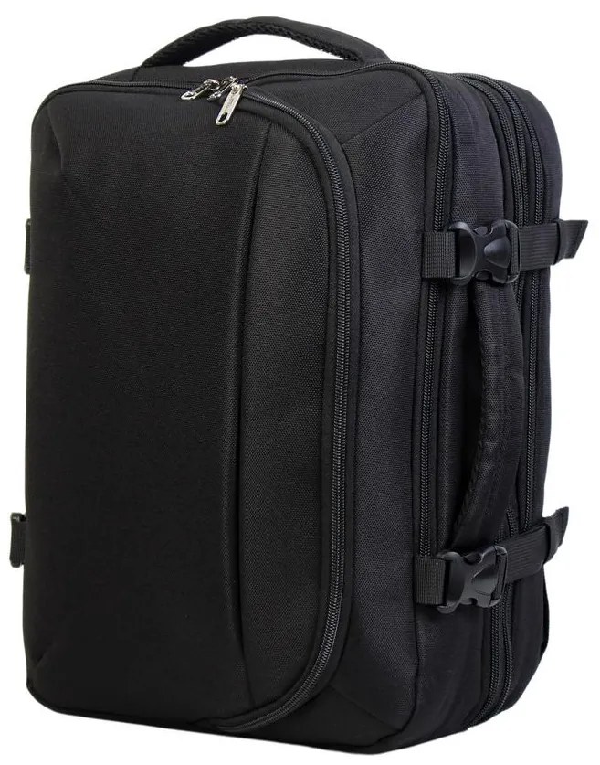 BONTOUR FlexiGo Bővíthető Utazó Hátizsák, WizzAir méretű 40x30x20cm kézipoggyász, Fekete Színben
