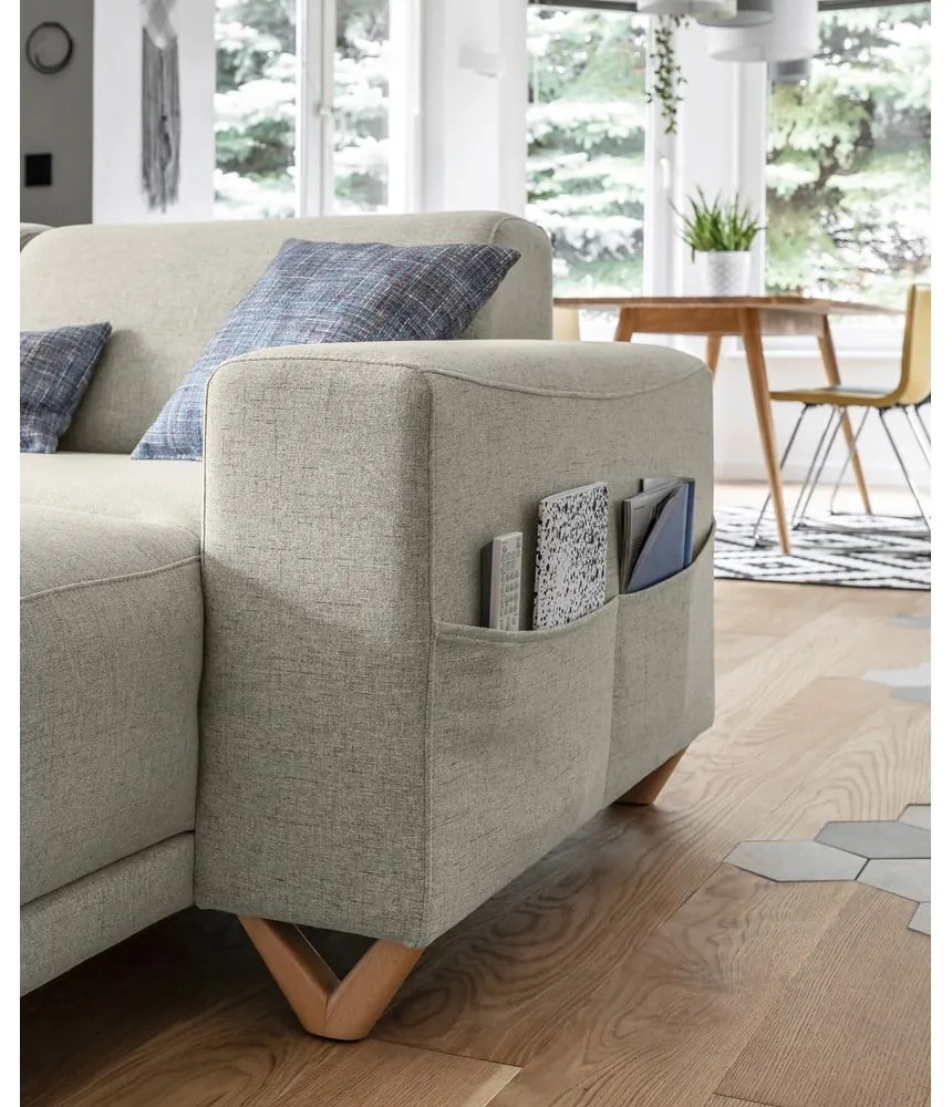 Bézs kinyitható-tárolóhelyes sarokkanapé (bal oldali-U alakú) Classy Sophie – Miuform