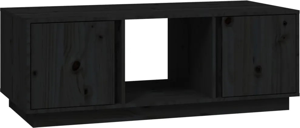vidaXL fekete tömör fenyőfa dohányzóasztal 110x50x40 cm