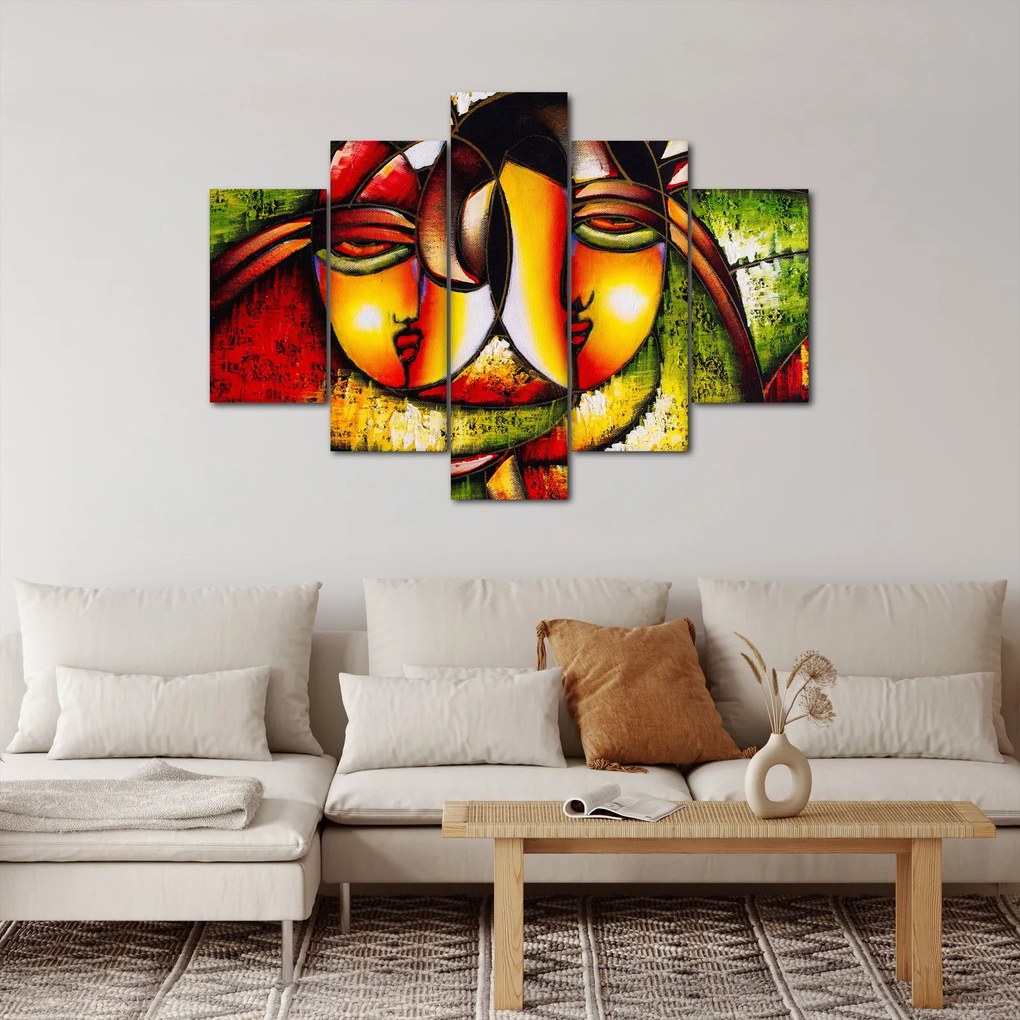 Kép - olajfestmény, absztrakt arcok (150x105 cm)